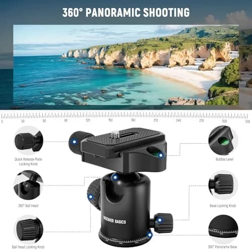 NEEWER Camera Tripod Monopod, 71" Aluminum Heavy Duty Travel Stand with 360° Ball Head & Phone Holder thumbnail 5