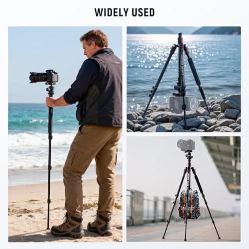 NEEWER Camera Tripod Monopod, 71" Aluminum Heavy Duty Travel Stand with 360° Ball Head & Phone Holder thumbnail 7