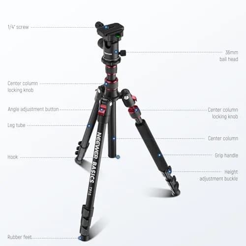 NEEWER Camera Tripod Monopod, 71" Aluminum Heavy Duty Travel Stand with 360° Ball Head & Phone Holder thumbnail 8