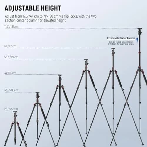 NEEWER Camera Tripod Monopod, 71" Aluminum Heavy Duty Travel Stand with 360° Ball Head & Phone Holder thumbnail 3