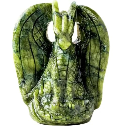 Apengshi Dragon Figurine Natural Green Jade Crystal | Mythical Animal Decor for Home & Office thumbnail 1