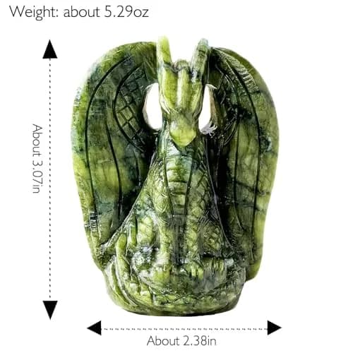 Apengshi Dragon Figurine Natural Green Jade Crystal | Mythical Animal Decor for Home & Office thumbnail 2