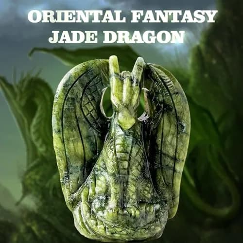 Apengshi Dragon Figurine Natural Green Jade Crystal | Mythical Animal Decor for Home & Office thumbnail 3