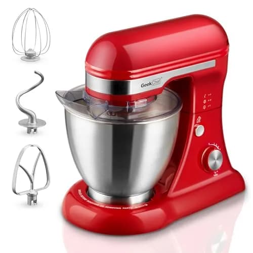 Geek Chef Electric Stand Mixer 4.8QT Bright Red | 12 Speeds, Tilt-Head, 280W Power thumbnail 1