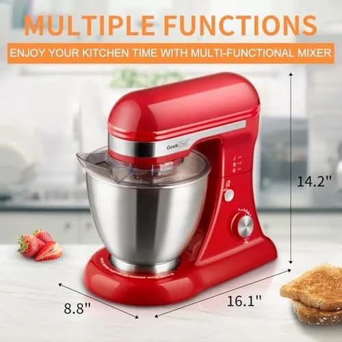 Geek Chef Electric Stand Mixer 4.8QT Bright Red | 12 Speeds, Tilt-Head, 280W Power thumbnail 7