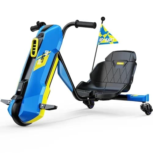 SaveJoy 12V Electric Go Kart for Kids 6-12 | 360° Spin Drift, Blue, Max 5 MPH thumbnail 1
