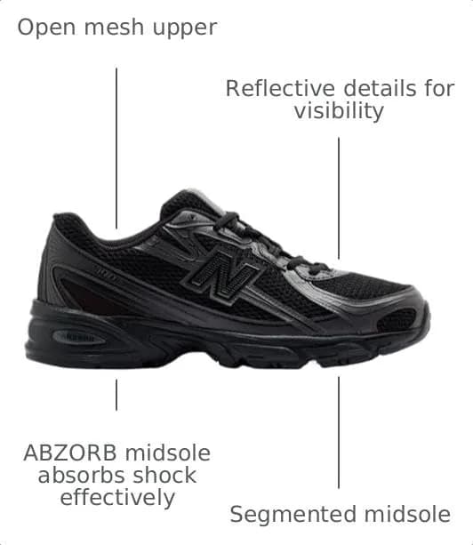 New Balance 740 Unisex Shoes | Impact-Absorbing ABZORB Midsole, Reflective Accents, Men 11.5 / Women 13 thumbnail 2