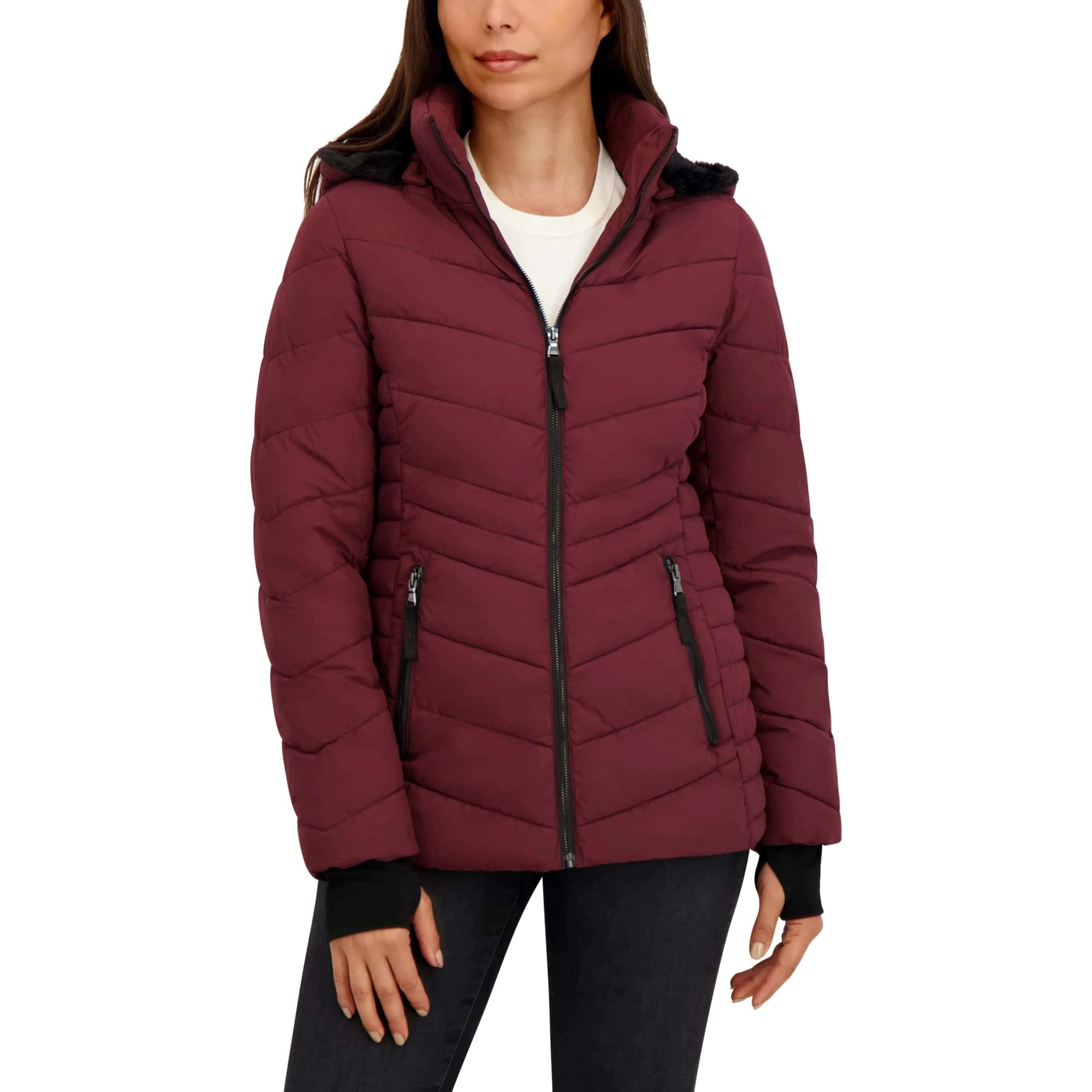 HFX Women's Stretch Puffer Jacket, Garnet, Medium | Active Warmth & Flexibility - main product image