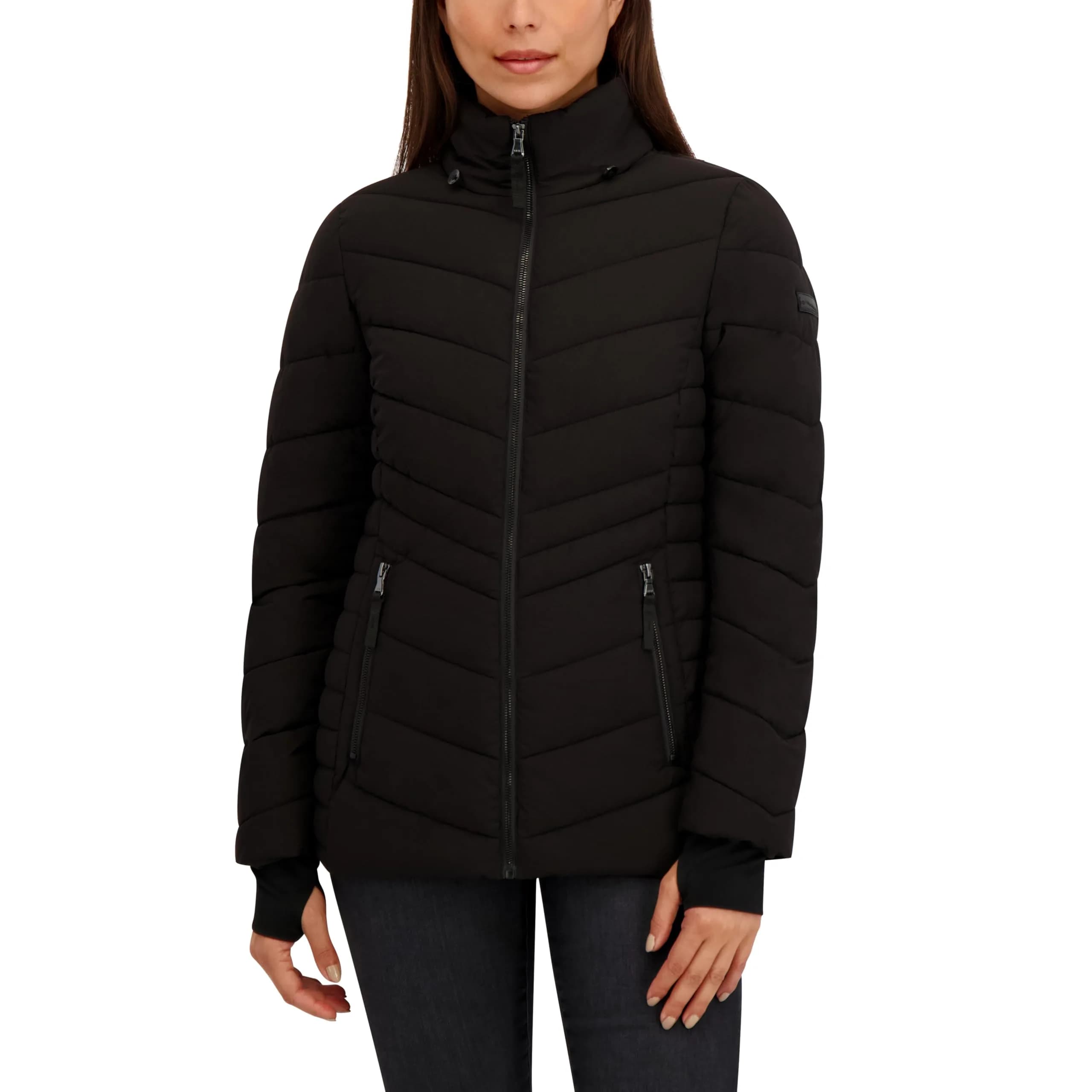 HFX Women's Stretch Puffer Jacket, Black, Small | Active Warmth & Flexibility in Motion — Black