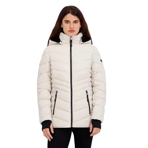 HFX Women's Stretch Puffer Jacket, Bone, Medium | Active & Performance Winter Coat thumbnail 1