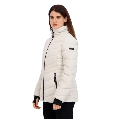 HFX Women's Stretch Puffer Jacket, Bone, Medium | Active & Performance Winter Coat thumbnail 2