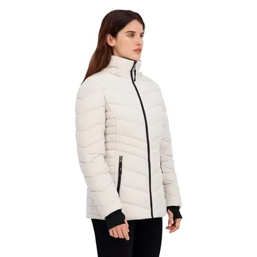 HFX Women's Stretch Puffer Jacket, Bone, Medium | Active & Performance Winter Coat thumbnail 3