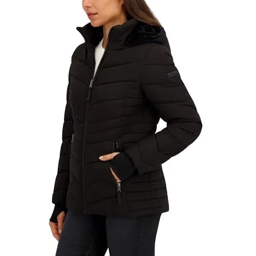 HFX Women's Stretch Puffer Jacket, Black, X-Large | Active & Performance Winter Outerwear thumbnail 2