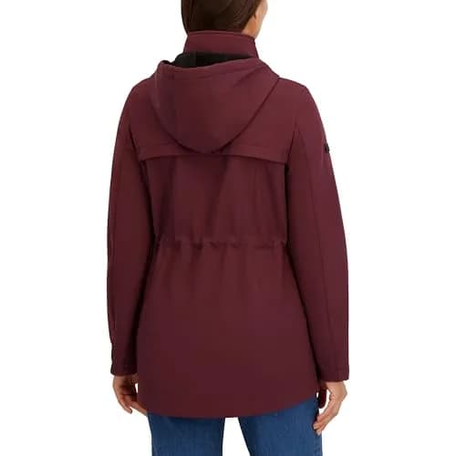 HFX Women's Longline Softshell Jacket, Garnet, Large | Water-Resistant, Breathable, 32" Mid-Length thumbnail 4