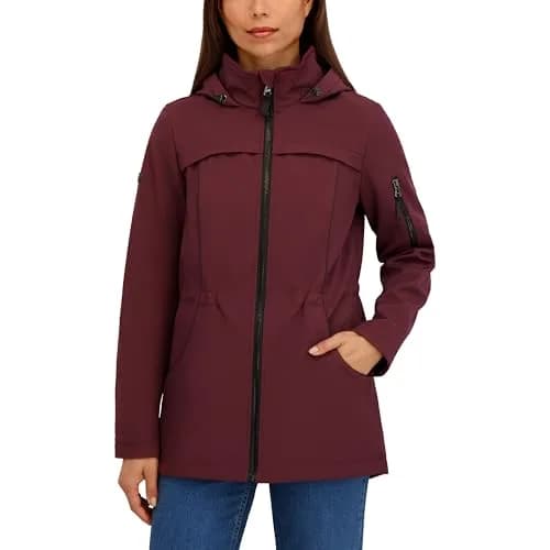 HFX Women's Longline Softshell Jacket, Garnet, Large | Water-Resistant, Breathable, 32" Mid-Length thumbnail 2