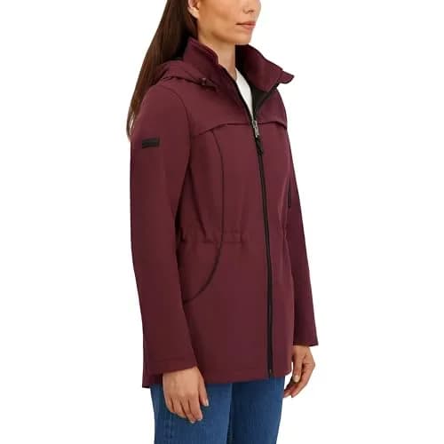 HFX Women's Longline Softshell Jacket, Garnet, Large | Water-Resistant, Breathable, 32" Mid-Length thumbnail 3