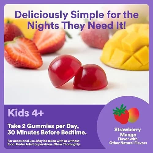 SmartyPants Kids Sleep Melatonin 0.5mg Gummies with Chamomile & Vitamin D3 | Gluten Free, Drug Free, Strawberry Mango Flavor thumbnail 6