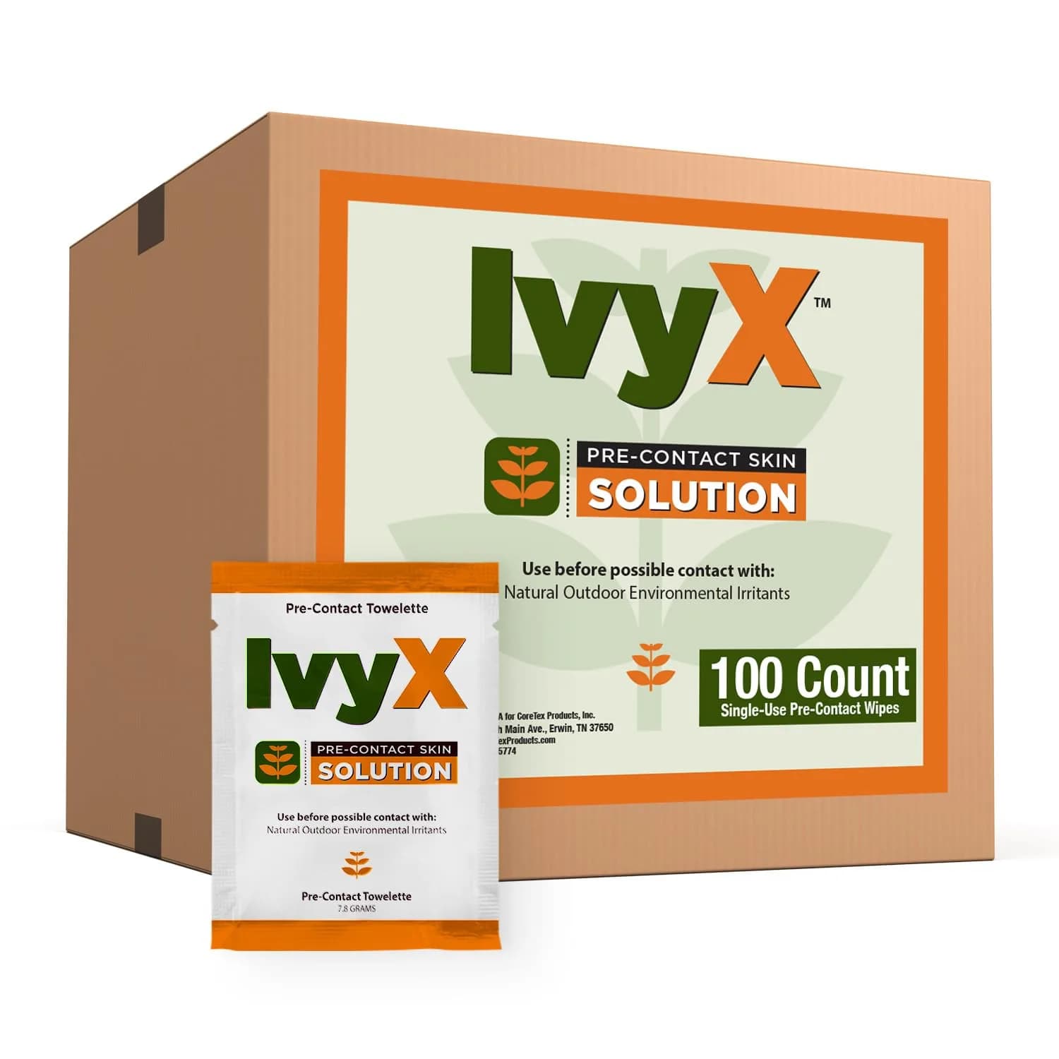CoreTex Ivy X Pre-Contact Poison Ivy Wipes 100 Count | Proactive Skin Barrier for Poison Oak & Sumac