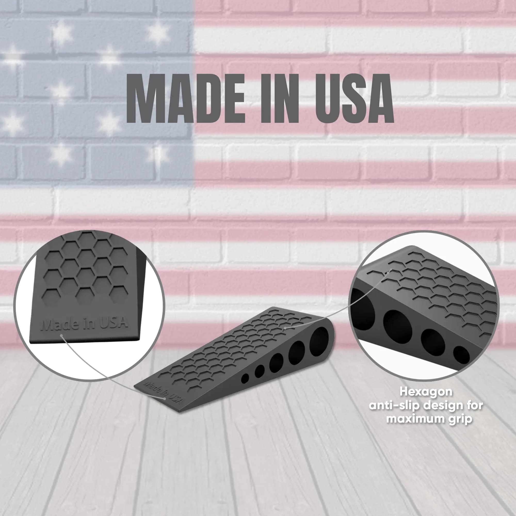 Suspension Dudes Heavy Duty Rubber Door Stop Wedge with Honeycomb Grip, Black | Secure Floor Grip - view 2