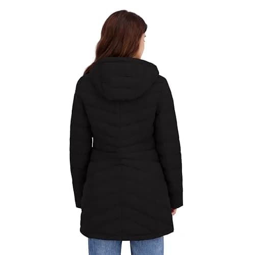 HFX Women's Longline Stretch Puffer Coat, Black, Medium | Insulated & Water-Resistant for Cold Weather thumbnail 5