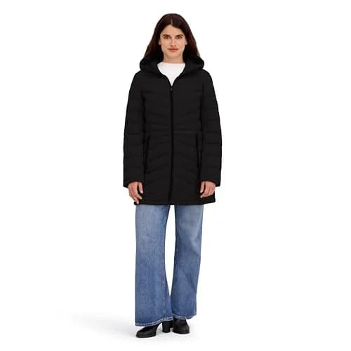 HFX Women's Longline Stretch Puffer Coat, Black, X-Large | Active & Performance Winter Outerwear thumbnail 2