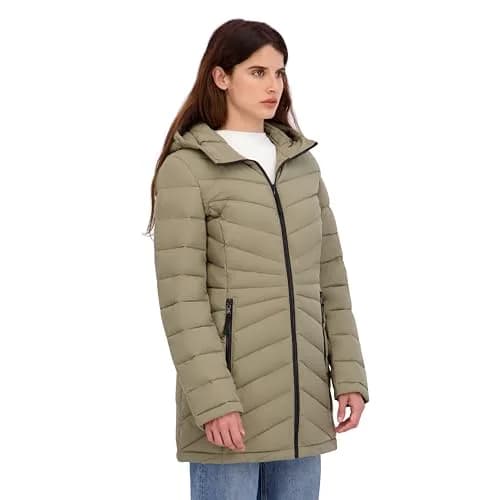 HFX Women's Longline Stretch Puffer Coat, Moss Green, Small | Active & Performance Winter Outerwear thumbnail 5