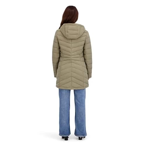 HFX Women's Longline Stretch Puffer Coat, Moss Green, Small | Active & Performance Winter Outerwear thumbnail 8