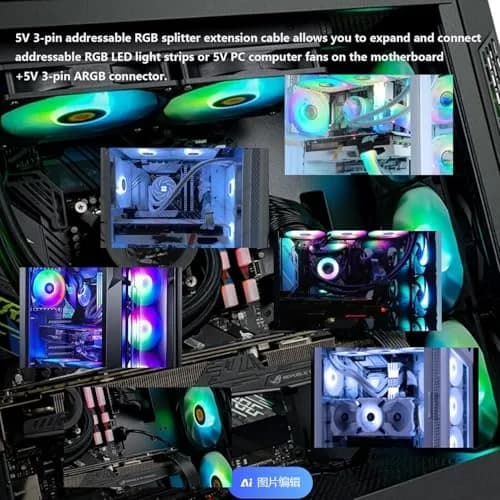 Gebildet 30cm ARGB 3 Pin Splitter Cable | 5V Addressable RGB Extension for PC Fans & LED Strips thumbnail 5