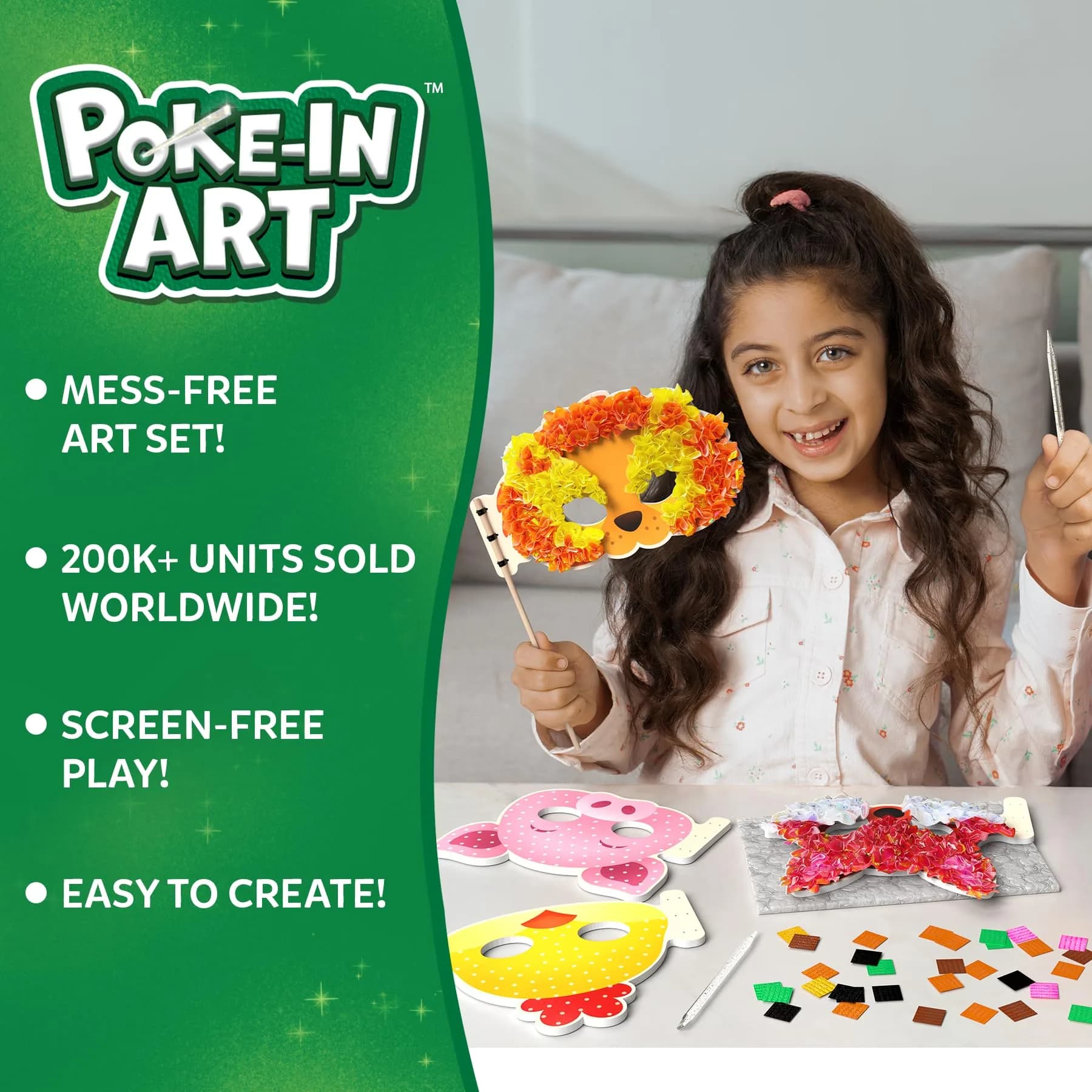 Skillmatics Poke-in Art Animal Masks Craft Kit | Mess-Free Fun for Kids Ages 4-9 - view 2