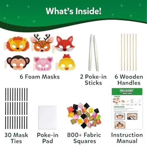 Skillmatics Poke-in Art Animal Masks Wood Craft Kit | Ages 4-9, Mess-Free Fun, Fine Motor Skills, Screen-Free, Travel Activity thumbnail 4