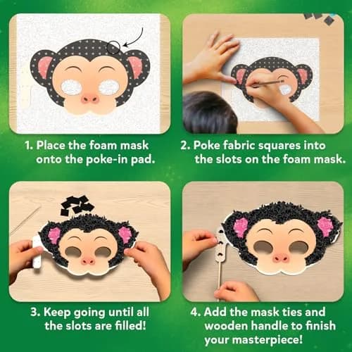 Skillmatics Poke-in Art Animal Masks Wood Craft Kit | Ages 4-9, Mess-Free Fun, Fine Motor Skills, Screen-Free, Travel Activity thumbnail 6
