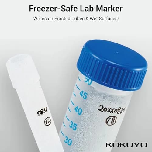 KOKUYO Alcohol Resistant Laboratory Markers, 5 Red Permanent Freezer Lab Pens with 0.6mm Fine Point Tip | Smudge-Proof & Fade-Resistant thumbnail 5