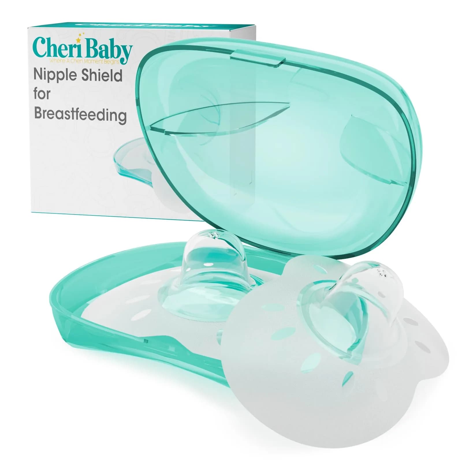 Cheri Baby Nipple Shield for Breastfeeding with Flat or Inverted Nipples, S-17mm, 1 Pair with Case - main product image