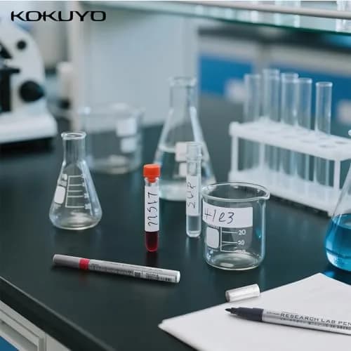 KOKUYO Alcohol Resistant Laboratory Markers 3 Black & 2 Red | Fine Point, 0.6mm, Japan Import thumbnail 6