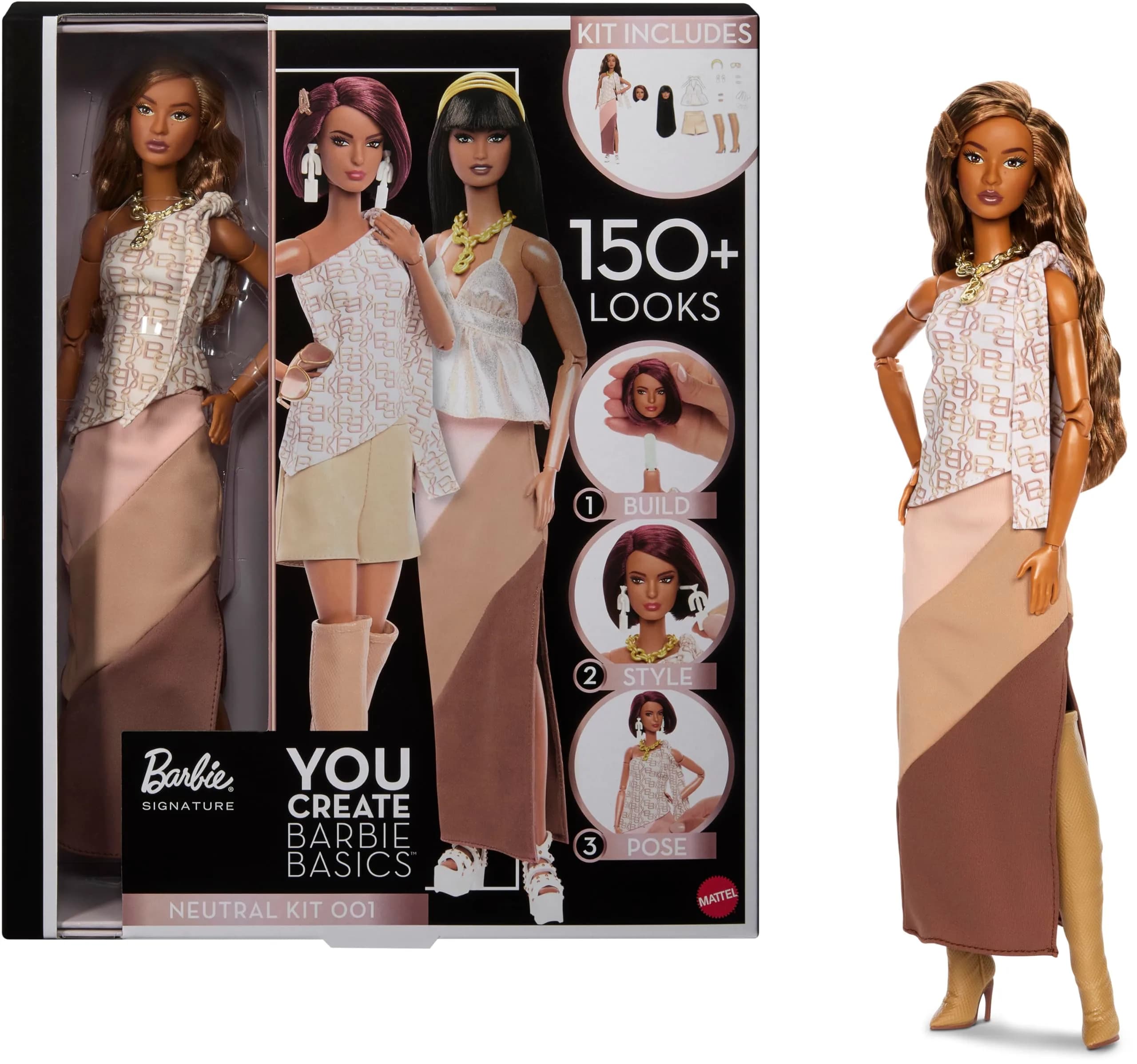 Barbie Basics You Create Neutral Kit 001 Doll and Fashions | Customizable 1:6 Scale Doll with Interchangeable Heads & Neutral Styles