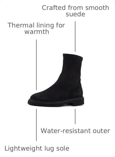Aquatalia MARYANN Black Suede Boots | Lightweight Lug Sole, Thermal Lining, Made in Italy thumbnail 4