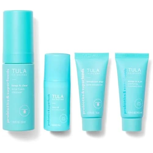 TULA Clear Skin Starters Acne Blemish Clearing Routine Set, 4-Piece Kit | Acne-Fighting Formulas for Clear Skin thumbnail 1