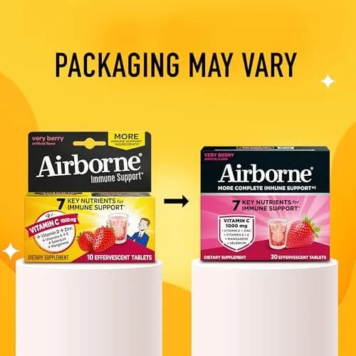Airborne Very Berry Vitamin C 1000mg with D & Zinc Effervescent Tablets 60 Count (Pack of 2) | Immune Support with Antioxidants thumbnail 7