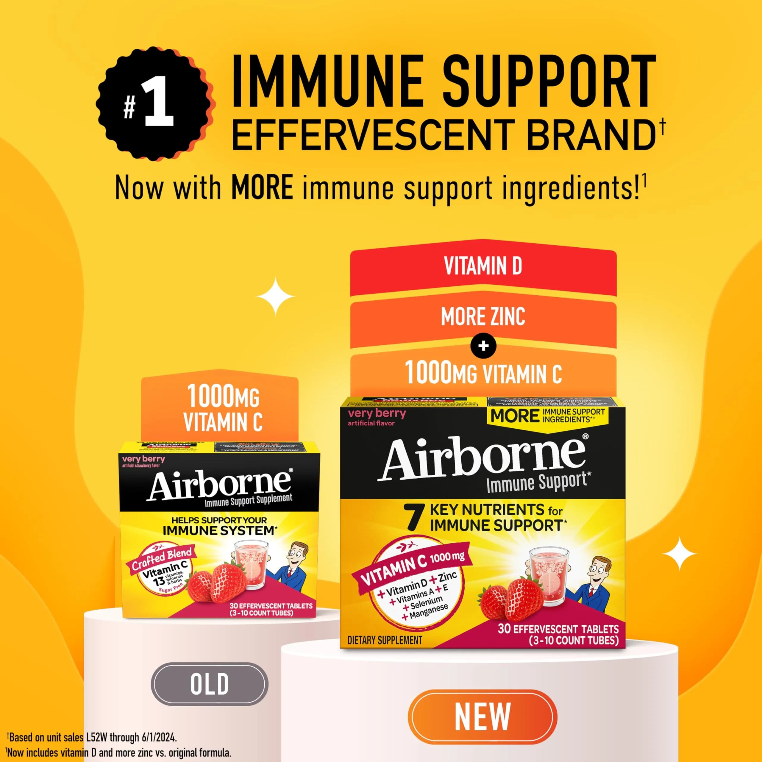 Airborne Immune Support Effervescent Tablets, Very Berry Flavor, 30 Count (Pack of 2) - view 2