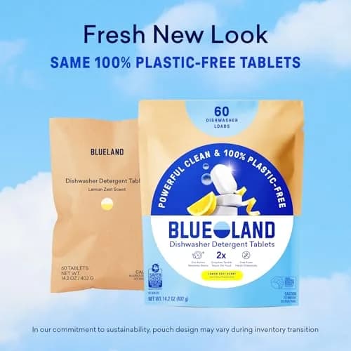 BLUELAND 100% Plastic-Free Dishwasher Detergent Tablets, 120 Count (Pack of 1) Lemon Zest | EPA Safer Choice Certified thumbnail 9