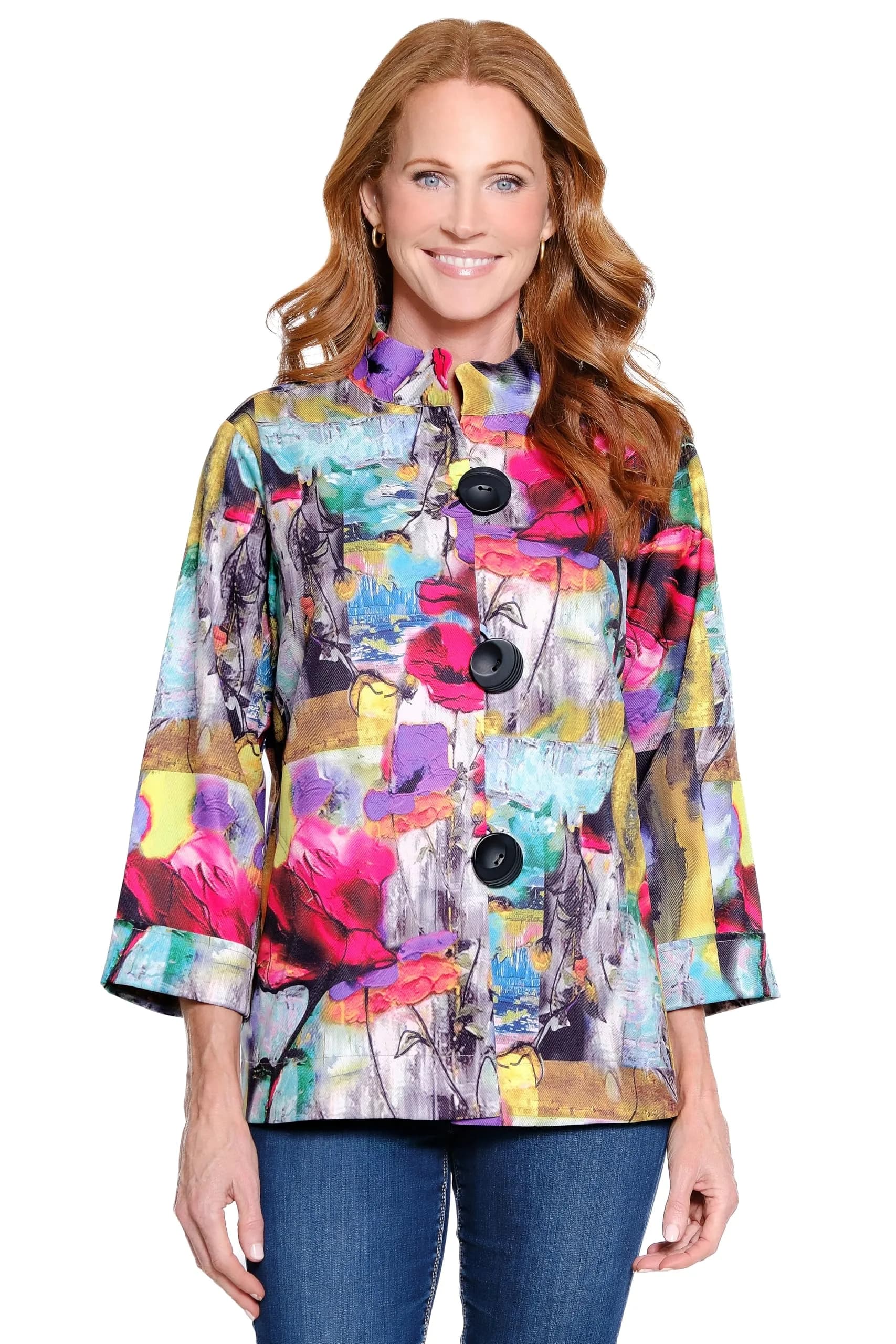 Ali Miles Woven Button Front Jacket Stand Collar XS | Casual Women’s Coat