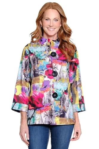 Ali Miles Woven Button Front Jacket Stand Collar XS | Casual Women’s Coat thumbnail 1