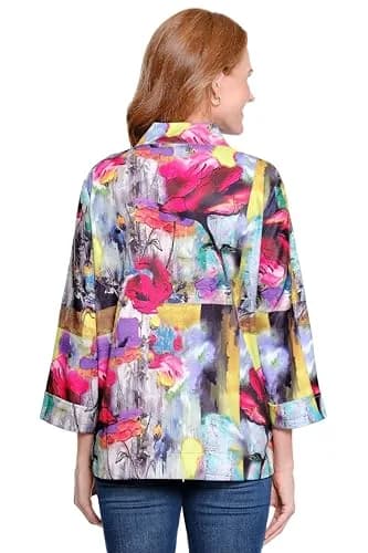 Ali Miles Woven Button Front Jacket Stand Collar XS | Casual Women’s Coat thumbnail 2