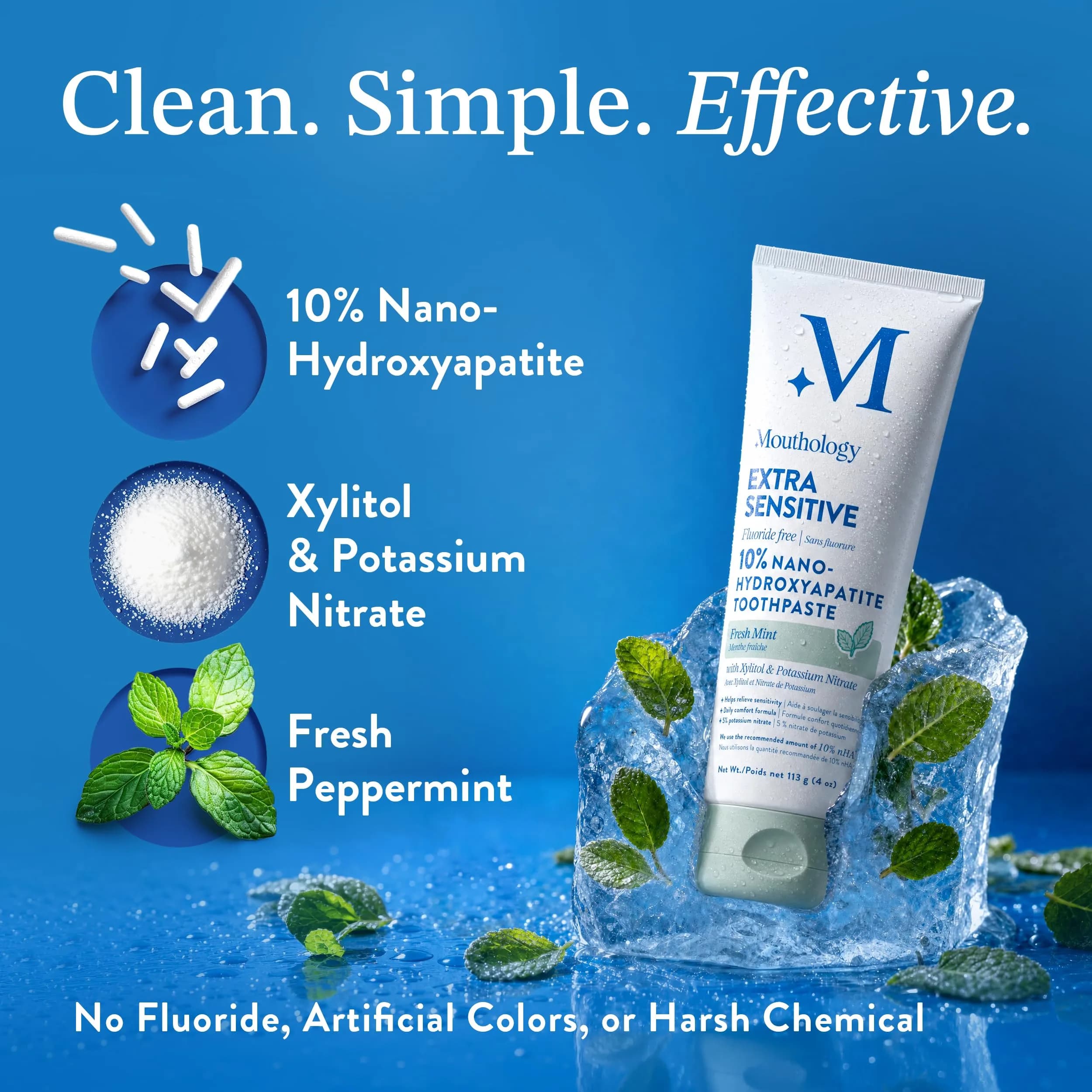 Mouthology Extra Sensitive 10% Nano Hydroxyapatite Toothpaste 118ml (4oz) | Fluoride-Free Enamel Strengthening - view 2