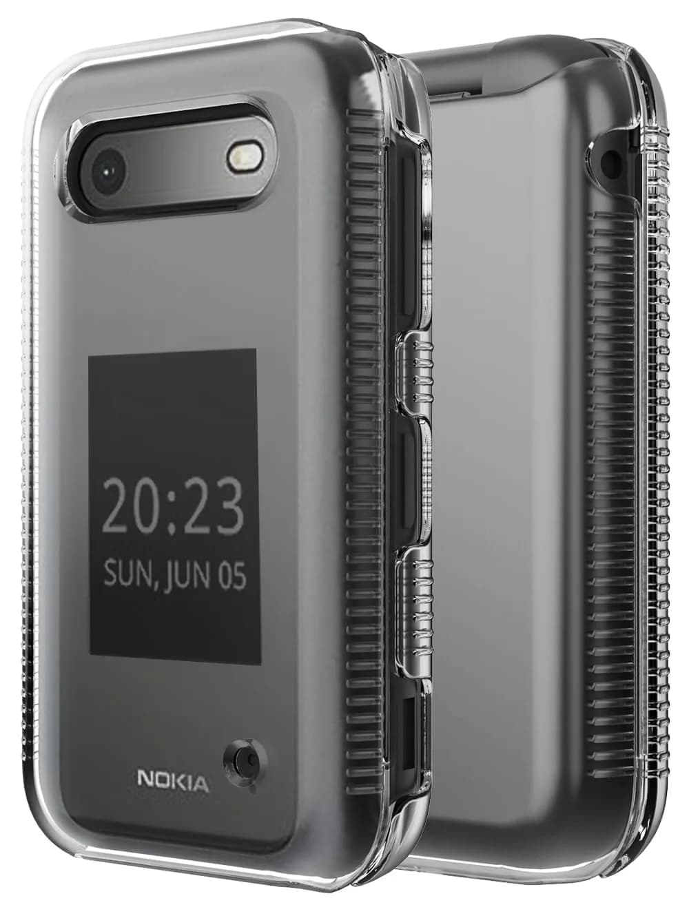 Nakedcellphone Clear Hard Shell Case for Nokia 2760 2780 Flip Phone | Slim Fit, Screen Protection, Textured Grip - main product image