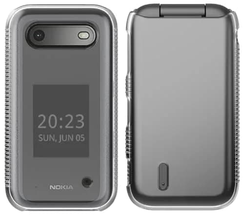 Nakedcellphone Clear Hard Shell Case for Nokia 2760 2780 Flip Phone | Slim Fit, Screen Protection, Textured Grip thumbnail 2