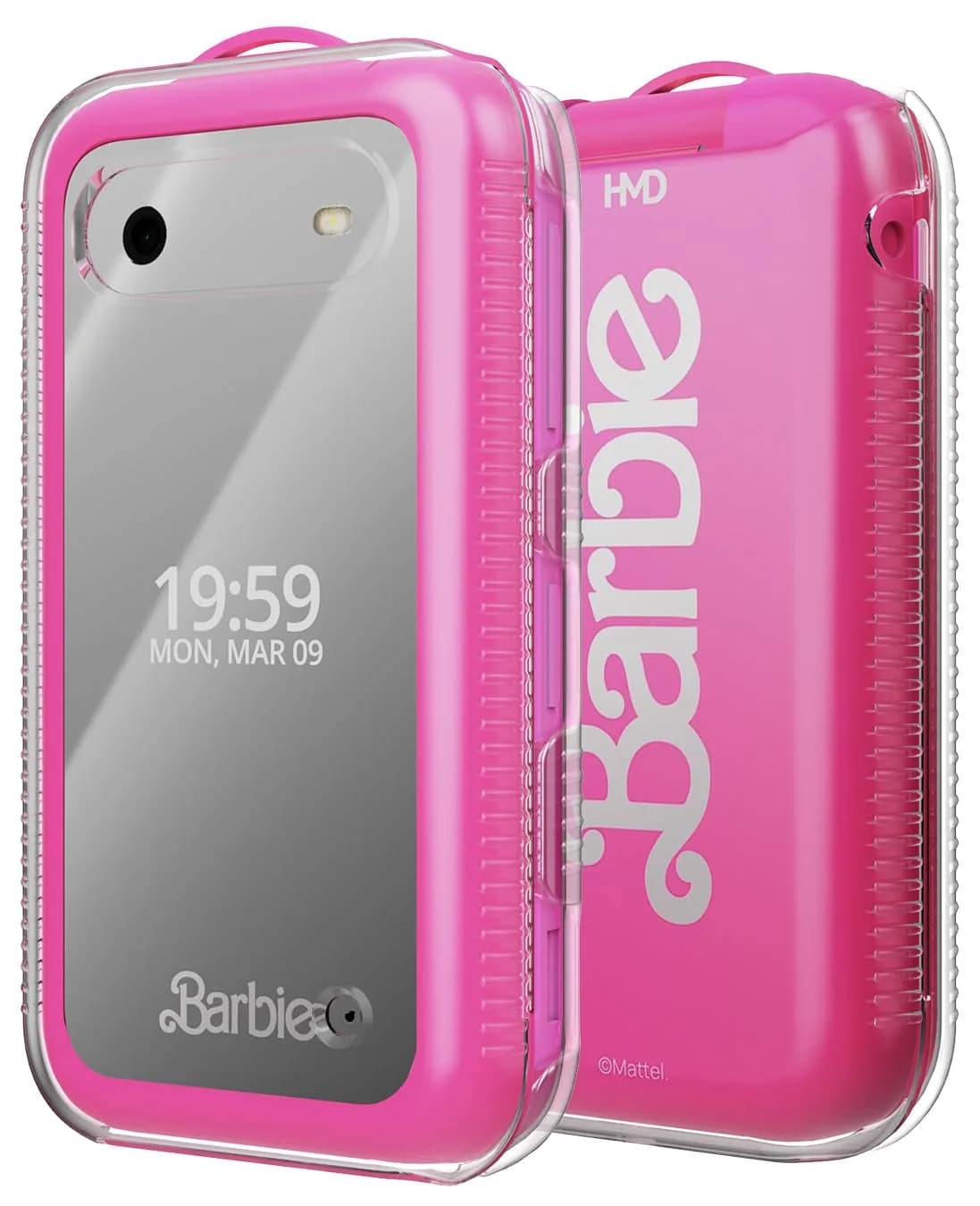 Nakedcellphone Clear Case for HMD Barbie Flip Phone (USA Version ONLY) - 12.3cm (4.84in) Length | Slim Fit with Textured Grip — Clear