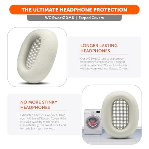 WC SweatZ XM6 Silicone Sweat Covers for Sony WH-1000XM6 | Sweatproof, Washable & Durable (70-120 chars) thumbnail 4