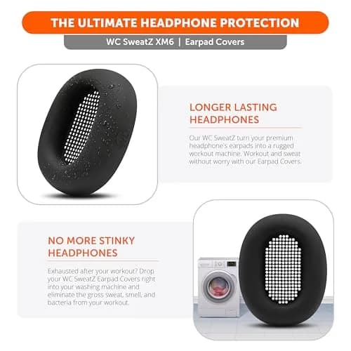 WC SweatZ XM6 Silicone Sweat Covers for Sony WH-1000XM6 | Sweatproof, Washable, Durable thumbnail 4