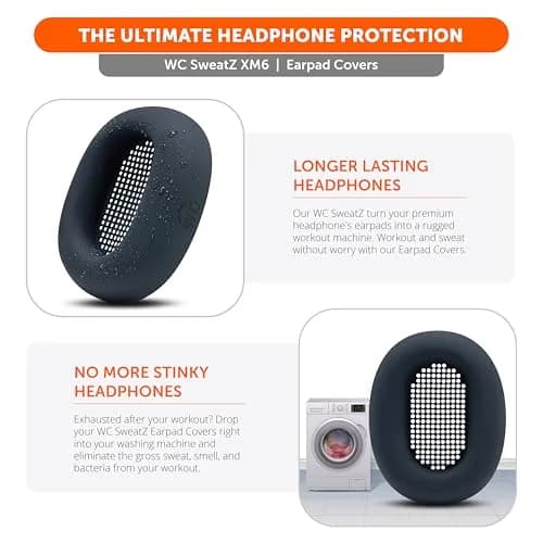 WC SweatZ XM6 Silicone Sweat Covers for Sony WH-1000XM6 | Sweatproof, Washable, Durable (70-120 chars) thumbnail 4